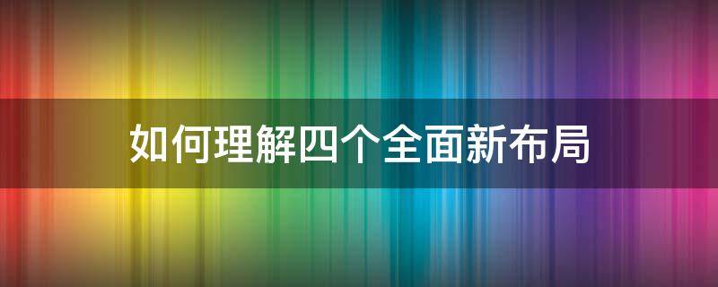 如何理解四个全面新布局（如何理解四个全面新布局作文）