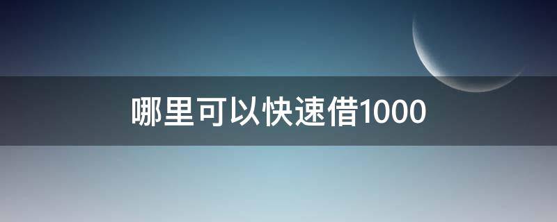 哪里可以快速借1000 哪里可以快速借10万