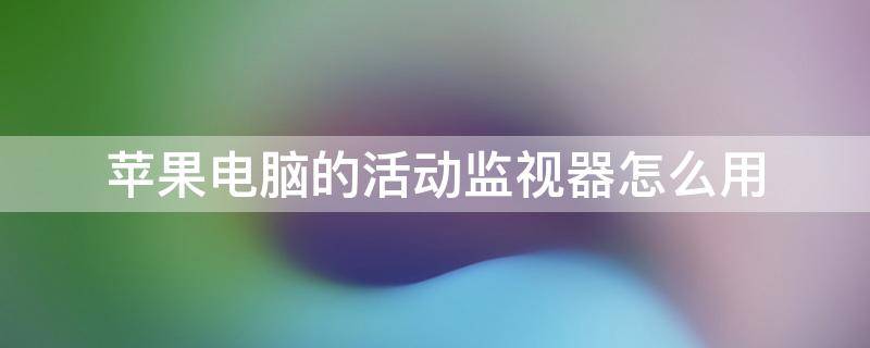 苹果电脑的活动监视器怎么用（苹果电脑如何打开活动监控器）