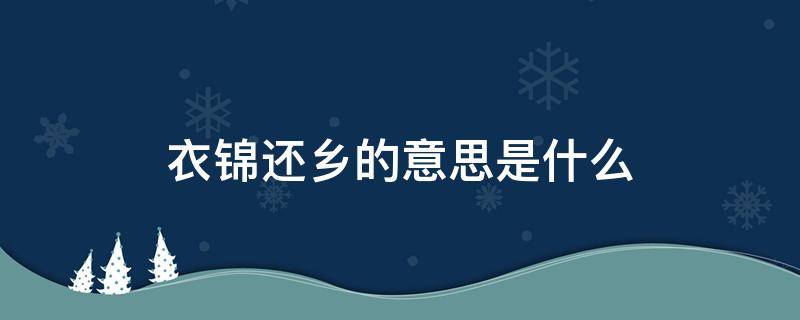 衣锦还乡的意思是什么（衣锦还乡是什么意思!?_搜狗问问）