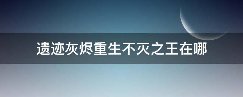 遗迹灰烬重生不灭之王在哪（遗迹灰烬重生寻找不灭之王在哪里）