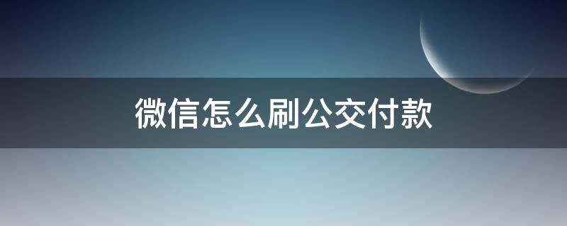 微信怎么刷公交付款（坐公交车怎样刷微信付钱呢?）