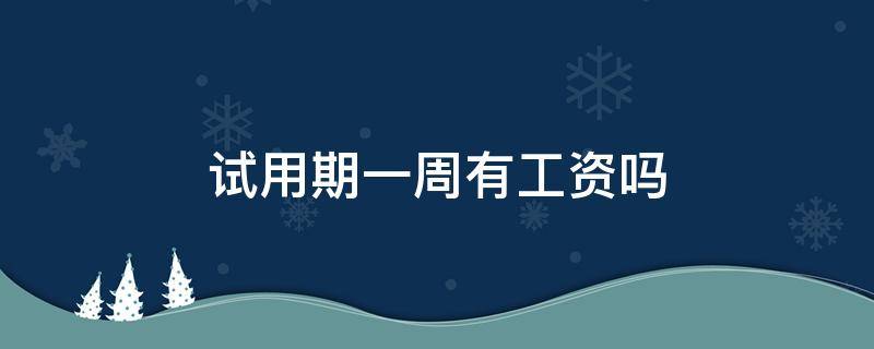 试用期一周有工资吗 试用期满一周是不是有工资