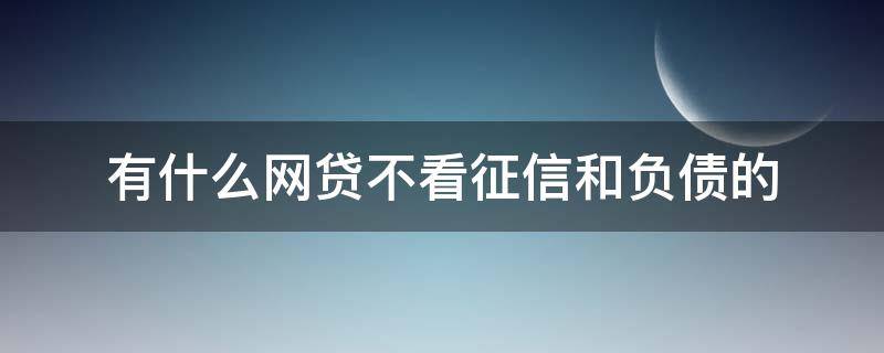 有什么网贷不看征信和负债的（现在有哪些网贷不看征信和负债）