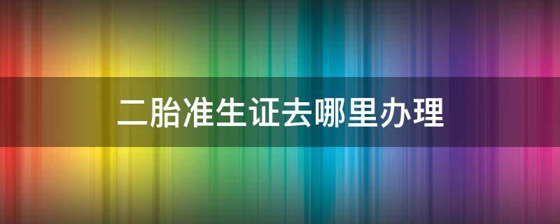 二胎准生证去哪里办理（二胎准生证在哪办理）