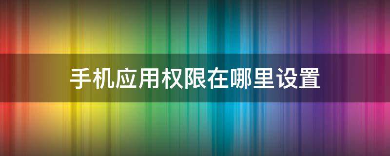 手机应用权限在哪里设置（手机应用权限在哪儿）