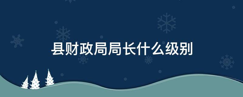 县财政局局长什么级别（县级财政局局长是什么级别）