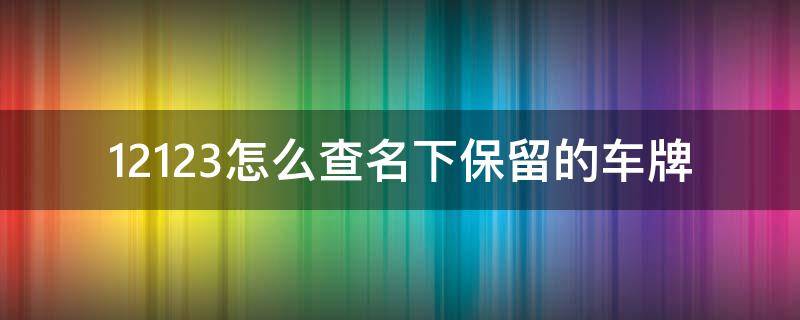 12123怎么查名下保留的车牌（12123怎样查自己名下保留的车牌）