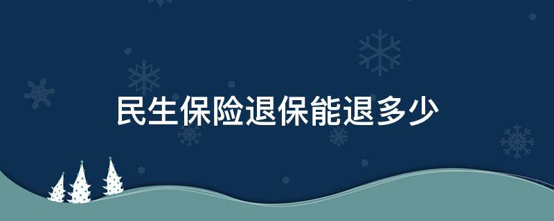 民生保险退保能退多少（民生保险退保能退多少钱）