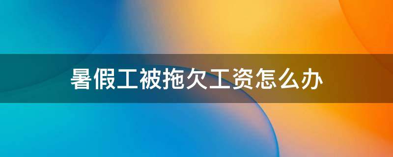 暑假工被拖欠工资怎么办（暑假工被拖欠工资怎么办对方以理由不发工资怎么办）