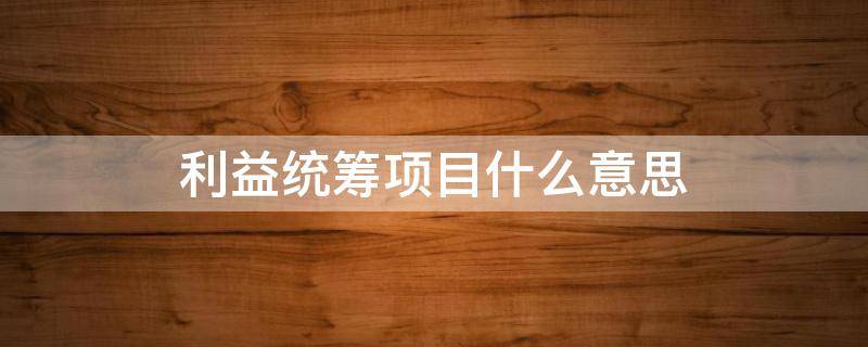 利益统筹项目什么意思 项目统筹是什么