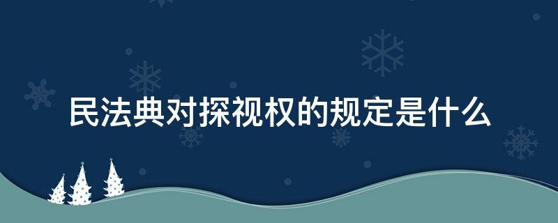 民法典对探视权的规定是什么 民法典关于探视权