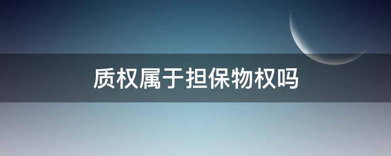 质权属于担保物权吗 担保物权的质权什么意思