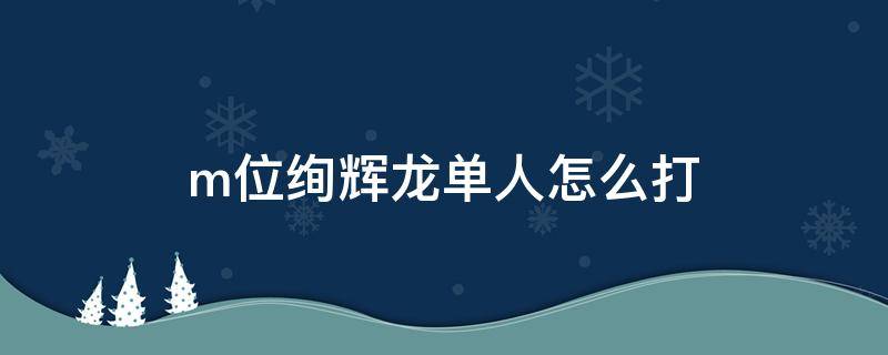 m位绚辉龙单人怎么打 m位绚辉龙打法