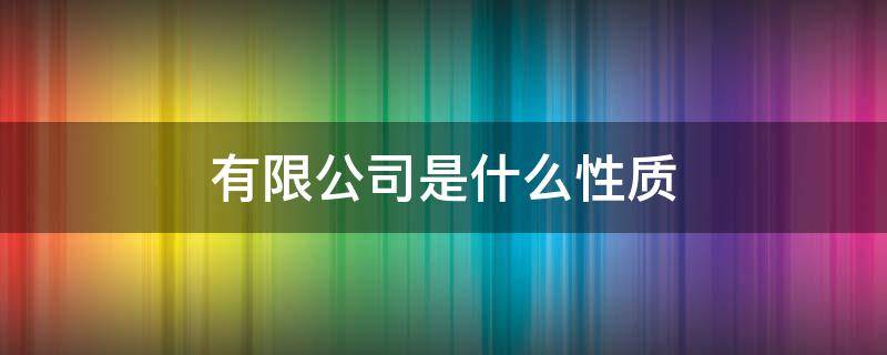 有限公司是什么性质（其他责任有限公司是什么性质）