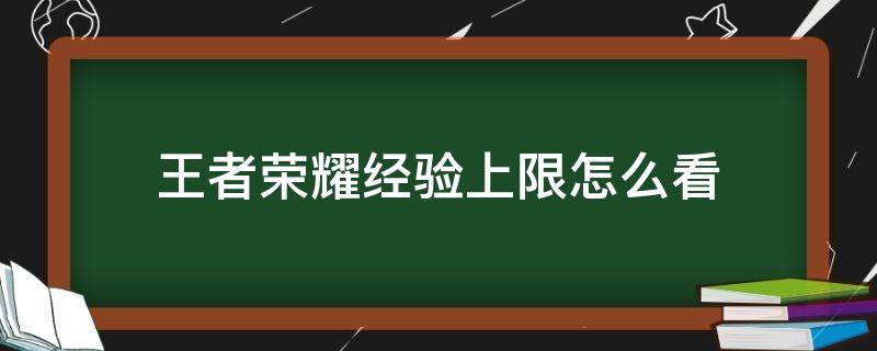 王者荣耀经验上限怎么看 王者荣耀在哪里看经验上限