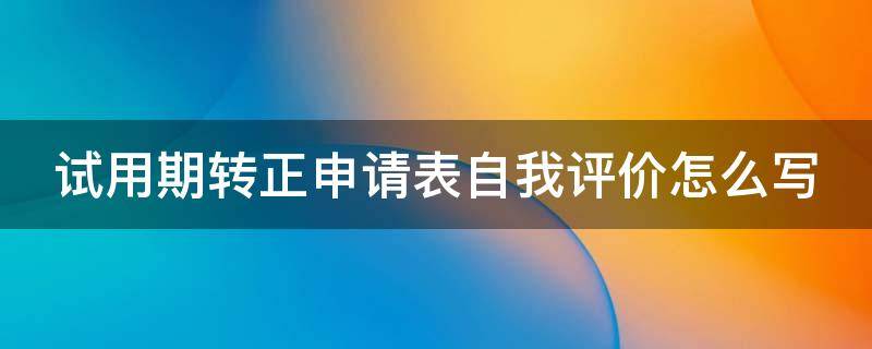 试用期转正申请表自我评价怎么写 试用期转正申请的自我评价