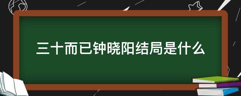 三十而已钟晓阳结局是什么（三十而已中的钟晓阳结局）