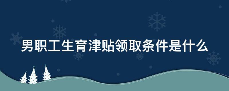 男职工生育津贴领取条件是什么（男职工生育津贴领取条件是什么样的）