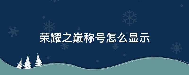 荣耀之巅称号怎么显示 荣耀之巅称号在哪里显示