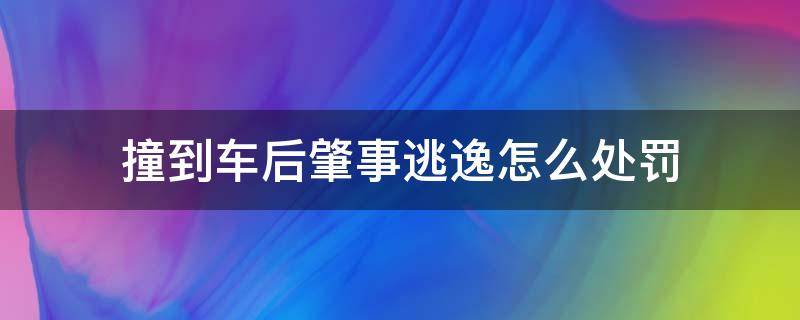 撞到车后肇事逃逸怎么处罚 肇事逃逸撞了车会怎样处罚