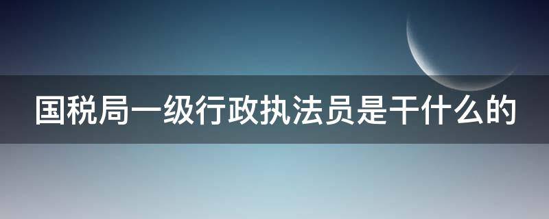 国税局一级行政执法员是干什么的 一级执法员满几年晋升