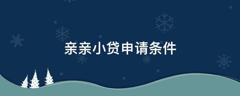 亲亲小贷申请条件（亲亲小贷借款）