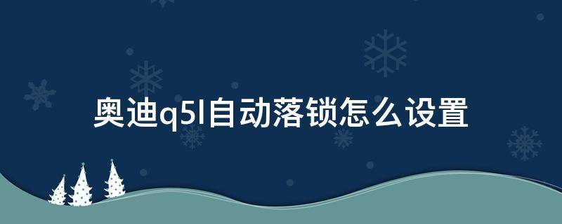 奥迪q5l自动落锁怎么设置（奥迪q5车门自动上锁怎么设置）