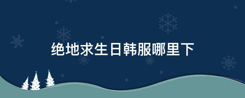 绝地求生日韩服哪里下 绝地求生日韩服官方下载