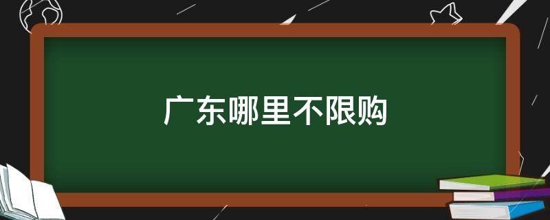 广东哪里不限购（广东哪里不限购2021）