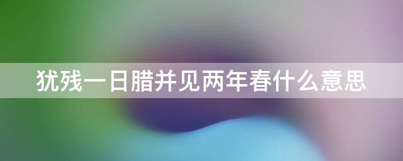 犹残一日腊并见两年春什么意思 犹残腊月酒