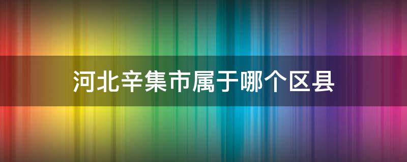 河北辛集市属于哪个区县（辛集市有几个区县）