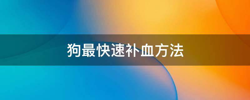 狗最快速补血方法 怎么给狗补气血