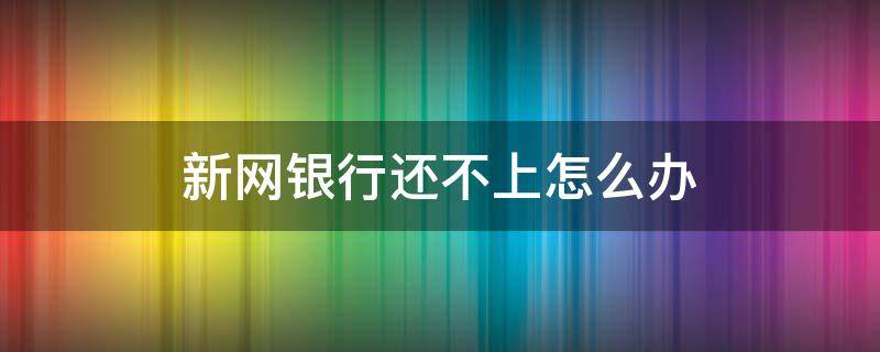 新网银行还不上怎么办 新网银行网贷还不上