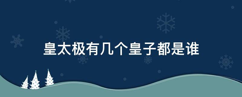 皇太极有几个皇子都是谁 皇太极的儿子都是谁