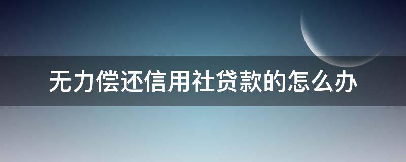 无力偿还信用社贷款的怎么办（农村信用社贷款无力偿还怎么办）