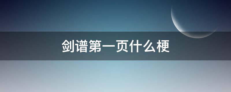 剑谱第一页什么梗（剑谱的最后一章是什么梗）