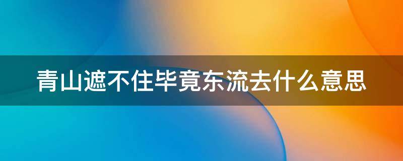 青山遮不住毕竟东流去什么意思 青山遮不住毕竟东流去的下一句