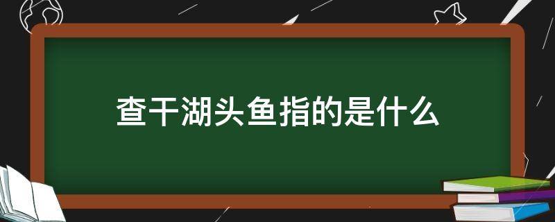 查干湖头鱼指的是什么（查干湖头鱼是怎么回事）