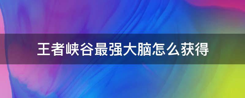 王者峡谷最强大脑怎么获得 峡谷最强大脑如何获得