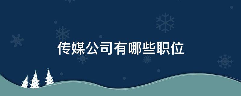 传媒公司有哪些职位（网络传媒公司有哪些职位）