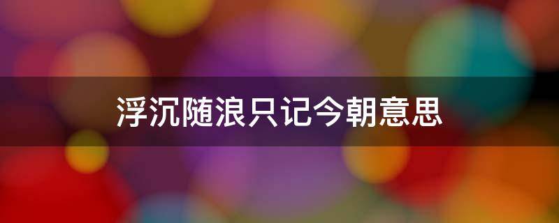 浮沉随浪只记今朝意思（往日浮沉急浪中）