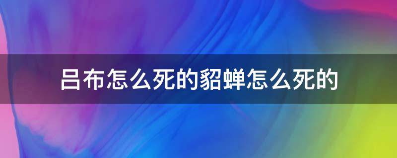 吕布怎么死的貂蝉怎么死的（吕布死了貂蝉）