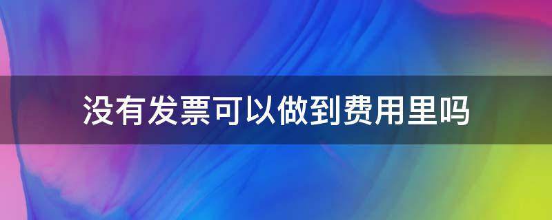 没有发票可以做到费用里吗（什么费用可以没有发票）