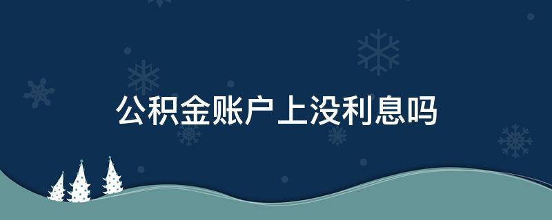 公积金账户上没利息吗（公积金存在公积金账户里有利息吗）