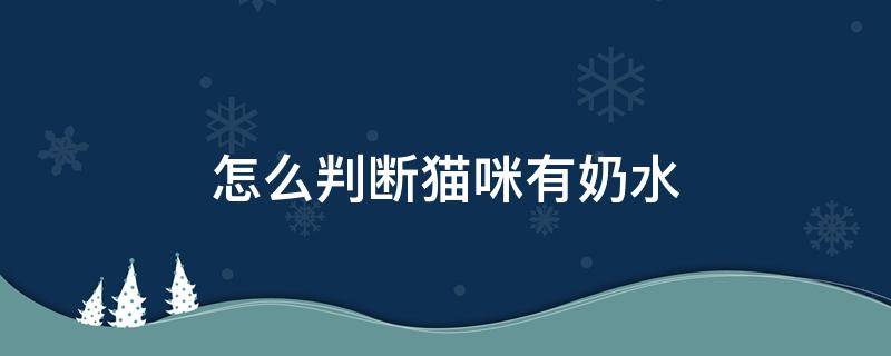 怎么判断猫咪有奶水 怎么判断猫咪有奶水没