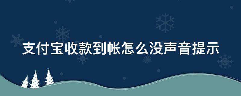 支付宝收款到帐怎么没声音提示 支付宝收款到帐怎么没声音提示了