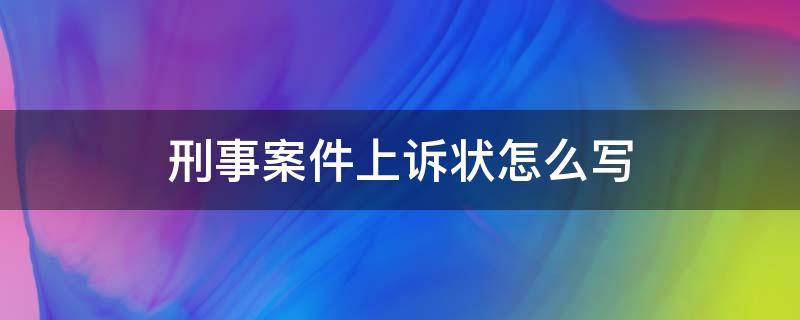 刑事案件上诉状怎么写 刑事案件上诉状怎么写范文