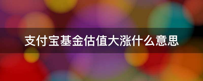 支付宝基金估值大涨什么意思（支付宝基金估算涨幅是什么意思）