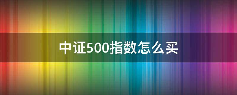 中证500指数怎么买 中证500指数如何买